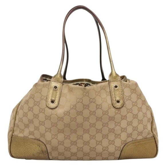GUCCI GG Canvas Hand Bag Beige Gold 163805 Auth 135061 - Picture 2 of 16